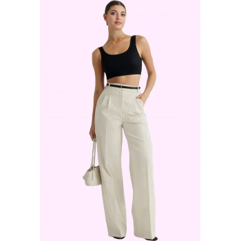 Kadın Geniş Paça Uzun Pantolon Düz Desen Wide Leg Yüksek Bel Günlük Yaz Aylarının Vazgeçilmezi