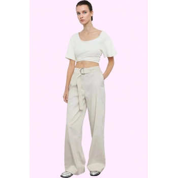 Kadın Geniş Paça Palazzo Pantolon Yüksek Bel Pamuk Günlük Kullanım Yaz Aylarının Vazgeçilmezi