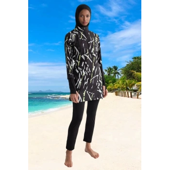 Modern Tesettür Plaj Giyim Özel Tasarım Esnek Kumaş Klora Dayanıklı Su Sporları İçin