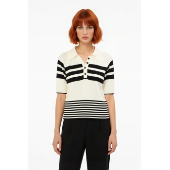 Kadınlara Özel Regular Kalıp İnce Triko Polo Yaka Bluz Şıklık ve Rahatlığı Bir Arada Sunar