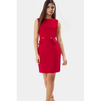 88 Polyester 12 Elastan Mini Elbise Şık Bodycon Kesim Bisiklet Yaka Cepsiz Tasarım