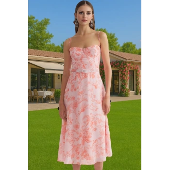 A Kesim Çiçek Desenli Şifon Abiye Elbise Trend Tasarım Kaliteli İşçilik Premium Kalite Modern Stil