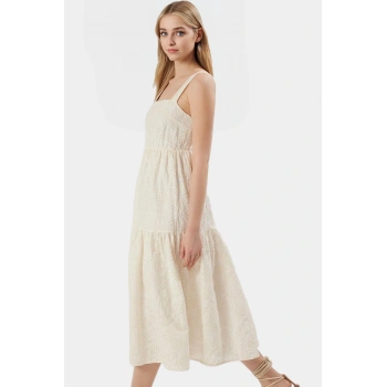 A Line Brode Midi Elbise %Pamuk Türk Malı Yazlık Şıklık Rahat Kullanım