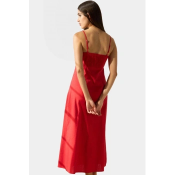 A line Maxi Elbise Pamuk Keten Dokuma Nefes Alabilir Mükemmel Uyum Özel Tasarım Modern Stil