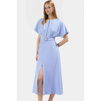 A line Midi Elbise Yarasa Kol Polyester Kumaş Günlük Tarz Kullanım İçin