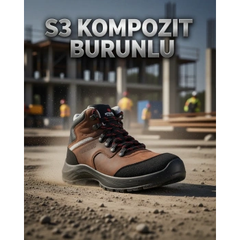Alaska S3 Kompozit Burunlu Kahverengi Suya Dayanıklı Kaymaz Taban Kışlık İş Ayakkabısı