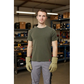 Armadillo Erkek Yazlık TShirt Kaki Pamuklu Allium Basic shirt Nefes Alabilir Rahat Kesim