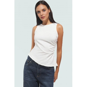 Asimetrik Kesim Fitted Dokuma Bluz Rahat Yazlık Stil Dayanıklı Malzeme Özel Tasarım