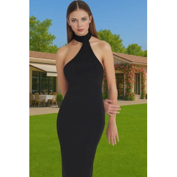 Asimetrik Yaka Bodycon Örme Midi Elbise Özel Günler İçin Zarifane Tasarım Yüksek Kalite Modern Stil