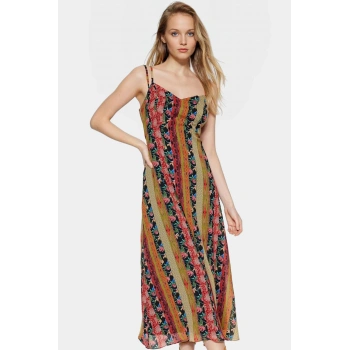 Astarlı A Kesim Maxi Elbise Şifon Dokuma Etnik Desen Yazlık Rahat Ve Şık Mükemmel Uyum