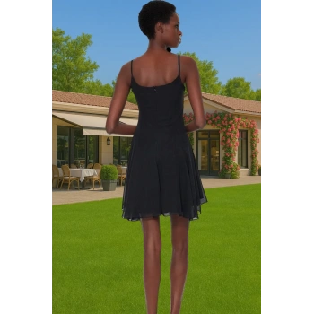 Astarlı Şık Mini Abiye Elbise Polyester Elastan Dokuma Kumaş Profesyonel Görünüm Özel Tasarım