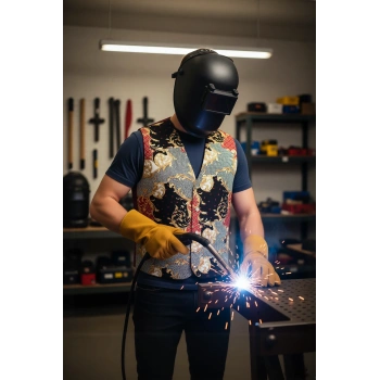 Barok Desenli Astarli Garson Yeleği Astarlı İki Cepli Şal Şık Fonksiyonel Hizmet Sektörü Kıyafeti