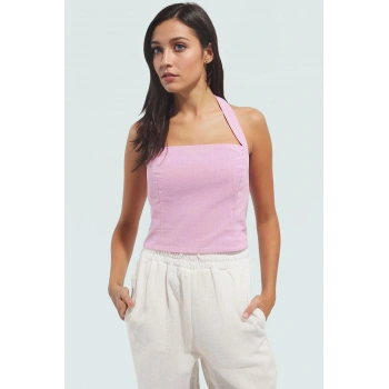 Basic Kolsuz Bluz %100 Pamuk Keten Dokuma Fitted Trend Tasarım Premium Kalite Mükemmel Uyum