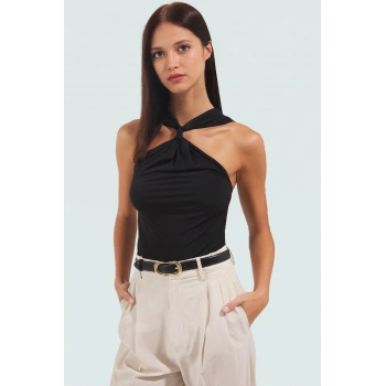 Basic Kolsuz Örme Bluz V Yaka Fitted Kalıp Günlük Kullanım Profesyonel Görünüm