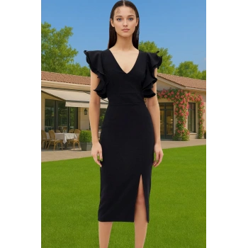 Bodycon Kalıp Kısa Kollu Polyester Abiye Elbise Profesyonel Görünüm Trend Tasarım Trend Tasarım