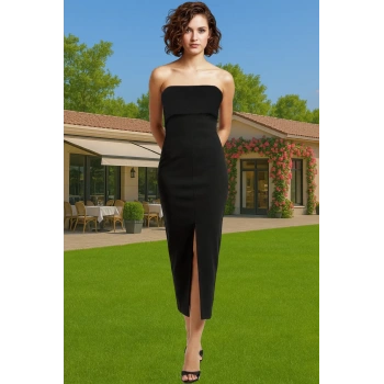 Bodycon Midi Abiye Elbise Polyester Elastan Karışımlı Dokuma Kumaş Konforlu Kesim Özel Tasarım
