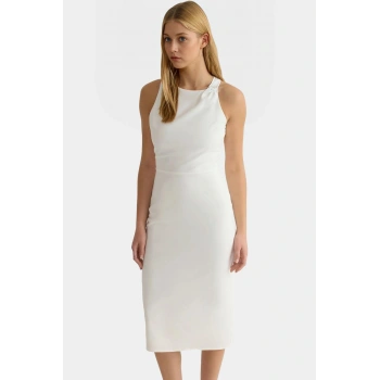 Bodycon Midi Elbise Şık Halter Yaka Nefes Alan Dokuma Kumaş Günlük ve Özel Günler İçin