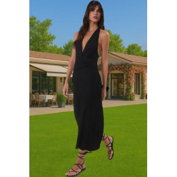 Bodycon Plaj Elbisesi Polyester Elastan Maxi Uzun Mükemmel Uyum Konforlu Kesim Özenle Seçilmiş