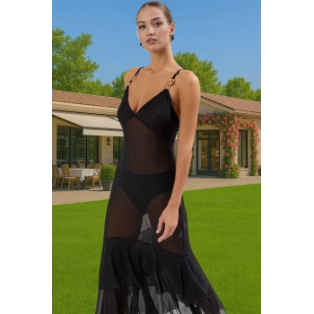 Bodycon V Yaka Maxi Plaj Elbisesi Örme Mesh Kumaş Yazlık Özenle Seçilmiş Yüksek Kalite Özel Tasarım