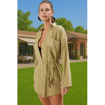 Bohem Stil Kadın Pamuk Elbise Püskül Detaylı Yazlık Plaj Yüksek Kalite Konforlu Kesim Modern Stil