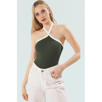 Boyundan Bağlamalı Fitted Örme Bluz Yazlık ve Rahat Özel Tasarım Özenle Seçilmiş