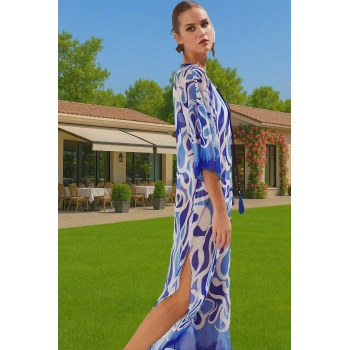 Boyundan Bağlamalı Leopar Desenli Şifon Maxi Elbise Modern Stil Yüksek Kalite Trend Tasarım