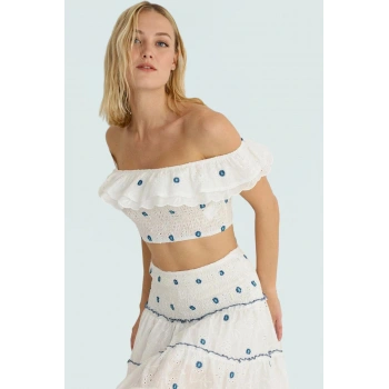 Brode Kumaş Kolsuz Fitted Crop Bluz Yazlık Günlük Stil Dayanıklı Malzeme Kullanım İçin