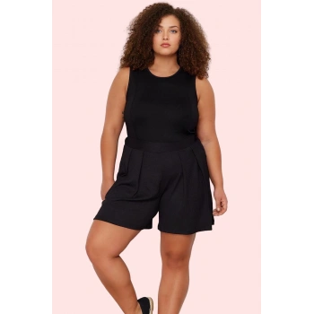 Büyük Beden Kadın Örme Şort Geniş Paça Pile Detaylı Rahat Günlük Yaz Aylarının Vazgeçilmezi