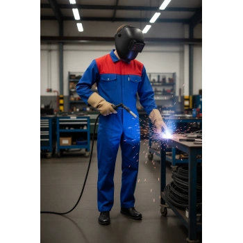 Carica Yazlık Saxmavi Kırmızı İş Tulum Outdoor Rahat İş Tipi Tulum