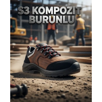 Carla Jr S3 Kompozit Burunlu Kahverengi Kaymaz Taban Antistatik Hafif İş Ayakkabısı