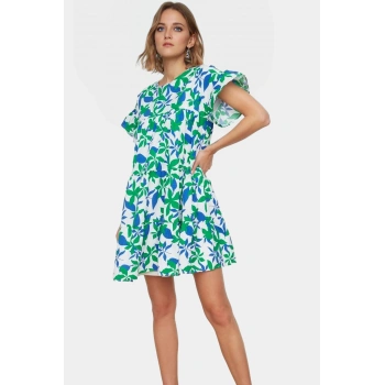 Çiçekli Desenli Mini Elbise Rahat Poplin Kumaş Günlük Stil Yüksek Kalite Şık Görünüm