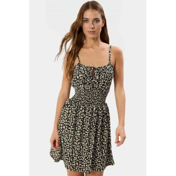 Çiçekli Mini Elbise Örme Kumaş Bodycon Kalıp Günlük Tarz Uzun Ömürlü Özenle Seçilmiş