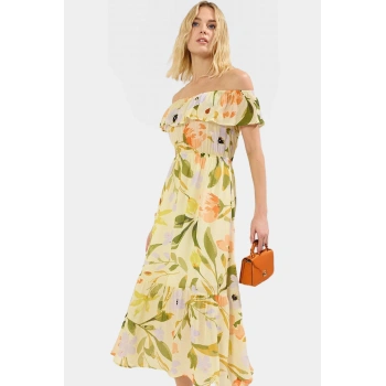 Çok Çiçekli A Kesim Maxi Elbise Polyester Yazlık Rahat Günlük Yüksek Kalite Premium