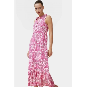 Çok Desenli A line Maxi Elbise Rahat Yazlık Örme Kumaş Modern Stil Premium Kalite