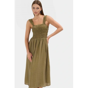 Cool & Comfort Elbise  Polyester Midi Boy Gipeli Detay Seçkin Malzeme Konforlu Kesim