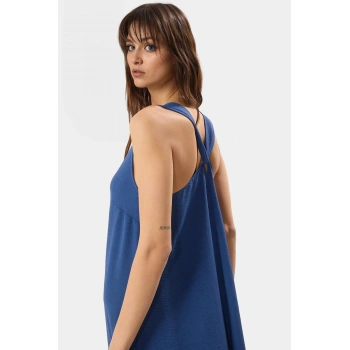 Cool & Comfort Maxi Elbise Polyester Dokuma V Yaka Düz Kesim Yazlık Uzun Ömürlü