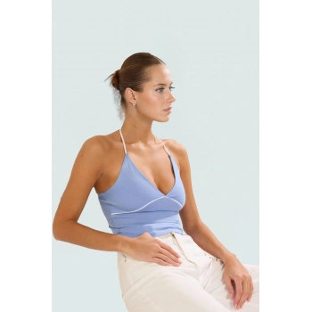 Cool & Comfort Örme Bluz Fitted Kalıp Havuz Yaka İnce Askılı Özenle Seçilmiş