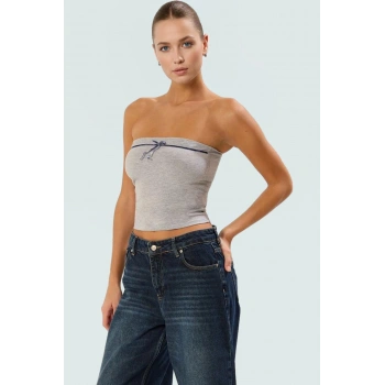 Crop Bluz Pamuklu Rahat Fitted Straplez Yazlık Günlük Kullanım Kaliteli İşçilik