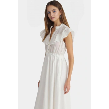 Dantel Detaylı Astarlı Pamuk Maxi Elbise Rahatlık ve Şıklık Trend Tasarım Zarifane