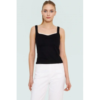 Denim Kalp Yaka Bluz Stretch Fitted Günlük Nefes Alan Pamuk Dayanıklı Malzeme