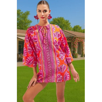 Dokuma Pamuklu Maxi Elbise Su Altı Hayvan Desenli Yazlık Yüksek Kalite Yüksek Kalite Özenle Seçilmiş