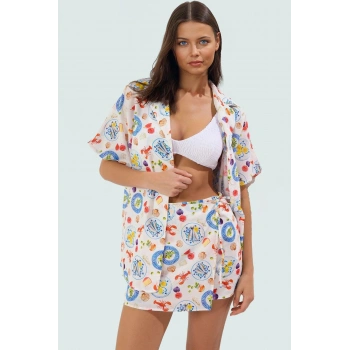 Dokuma Pamuklu Plaj Gömlek Etek Takımı Rahat ve Şık Yazlık Profesyonel Görünüm Konforlu Kesim