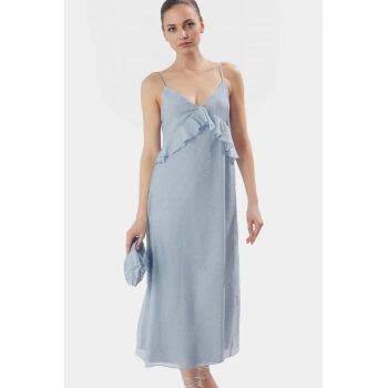 Düz Kesim Astarlı V Yaka Maxi Elbise Rahat ve Şık Yazlık Kaliteli İşçilik