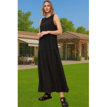 Düz Kesim Kolsuz Viskoz Maxi Elbise Yaz Aylarına Özel Tasarım Premium Kalite Yüksek Kalite