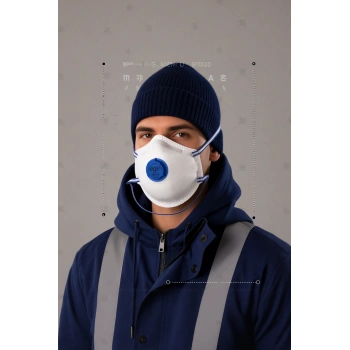 Ege FFP2 2403 Kubbeli Solunum Maskesi IsG Korumasi Kubbe Ventilli Tam Yüz Koruyucu Maske