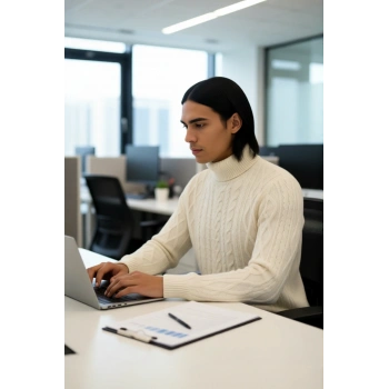 Erkek Balıkçı Yaka Saç Örgü Desenli Kalın Triko Fitted Kalıp Standart Kol Günlük Kazak Kaliteli