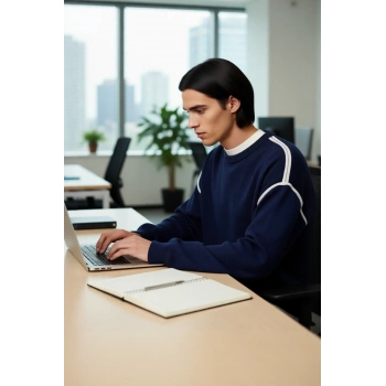 Erkek Bisiklet Yaka Oversize Akrilik Triko Kazak Biye Detaylı Uzun Kollu Kışlık Giyim Kaliteli