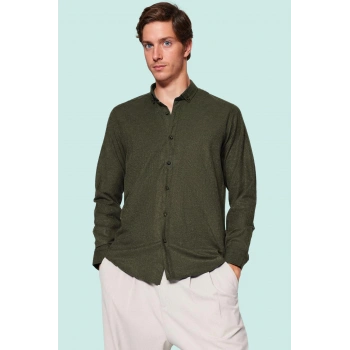 Erkek Casual Gömlek Flanel Dokuma Yaka Düğmeli Kışlık Günlük Kullanım Yaz Aylarının Vazgeçilmezi