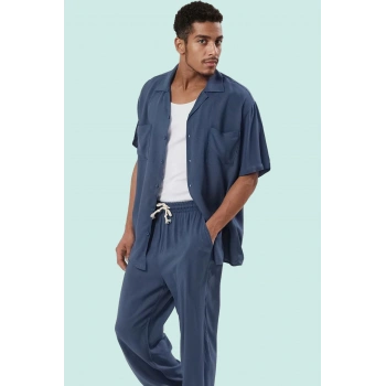 Erkek Cool & Comfort Dokuma Viskoz Gömlek Kısa Kol Regular Fit Yaz Günlük Kullanım Hafta Sonu