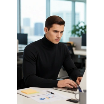 Erkek Dar Kesim Balıkçı Yaka Akrilik Örgü Triko Kazak Kış Sonbahar Günlük Kombinlerde Şıklık